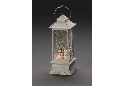 Konstsmide Lantern with Snowman (White Finish, Battery Operated, Warm White, LED, Water Filled)